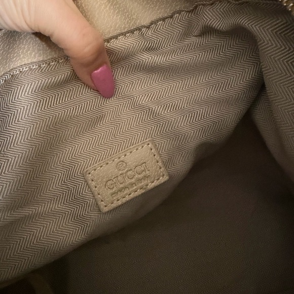 In- spired Beige Tote Bag with Red and Green Stripes - Picture 6 of 9